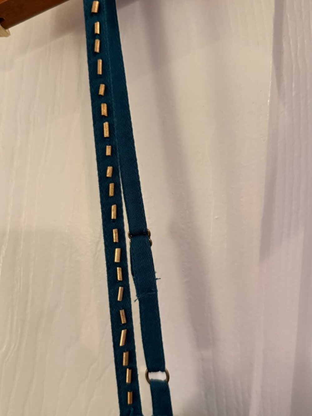 Anthropologie Medium Beaded Embroidered Flowy Teal Tank Top - Picture 6 of 12